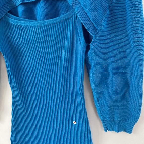(A55) Line + Dot Eva Rib Knit Dress in Sea Blue, Size Large - Picture 10 of 16